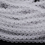 Matte Natural Rock Crystal Quartz Round Beads 4mm 6mm 8mm 10mm 15.5" Strand