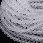 Matte Natural Rock Crystal Quartz Round Beads 4mm 6mm 8mm 10mm 15.5" Strand