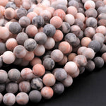 Matte Pink Zebra Jasper 4mm 6mm 8mm 10mm Round Beads Frosty Pink Grey Beads 15.5" Strand