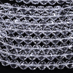 AAA Genuine 100% Natural Rock Quartz Faceted 6mm 8mm 10mm 12mm 14mm 16mm Round Beads Gem Quality Geometric Diamond Star Cut 15.5" Strand
