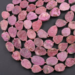 Natural Pink Cobalto Calcite Druzy Beads Hand Cut Freeform Oval Teardrop 15.5" Strand