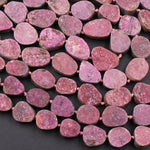 Natural Pink Cobalto Calcite Druzy Beads Hand Cut Freeform Oval Teardrop 15.5" Strand
