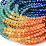 Natural Chakra Beads 4mm 6mm 8mm 10mm Round Gemstone Amethyst Lapis Apatite Green Aventurine Citrine Orange Aventurine Red Carnelian Strand