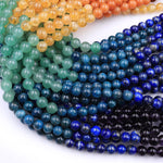 Natural Chakra Beads 4mm 6mm 8mm 10mm Round Gemstone Amethyst Lapis Apatite Green Aventurine Citrine Orange Aventurine Red Carnelian Strand