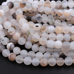 Matte Natural Montana Agate 4mm 6mm 8mm 10mm Round Beads Amazing Dendritic Pattern 15.5" Strand