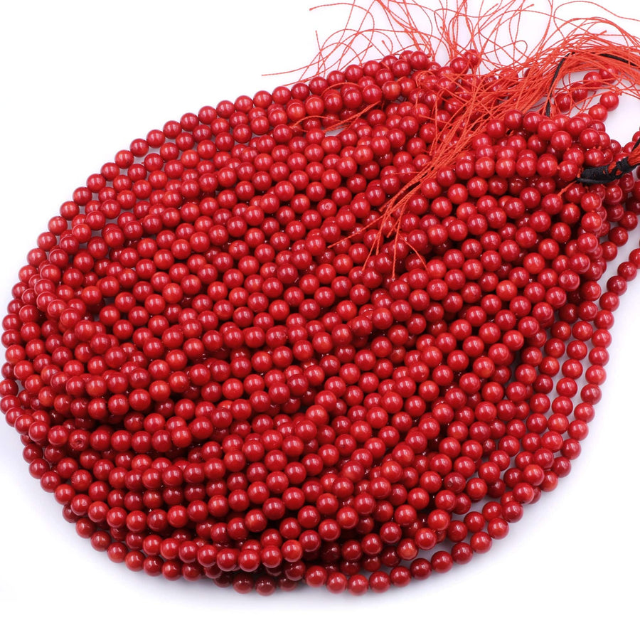AAA Genuine Red Bamboo Coral Smooth Round Beads 2mm 3mm 4mm 6mm 8mm 10mm 15.5" Strand