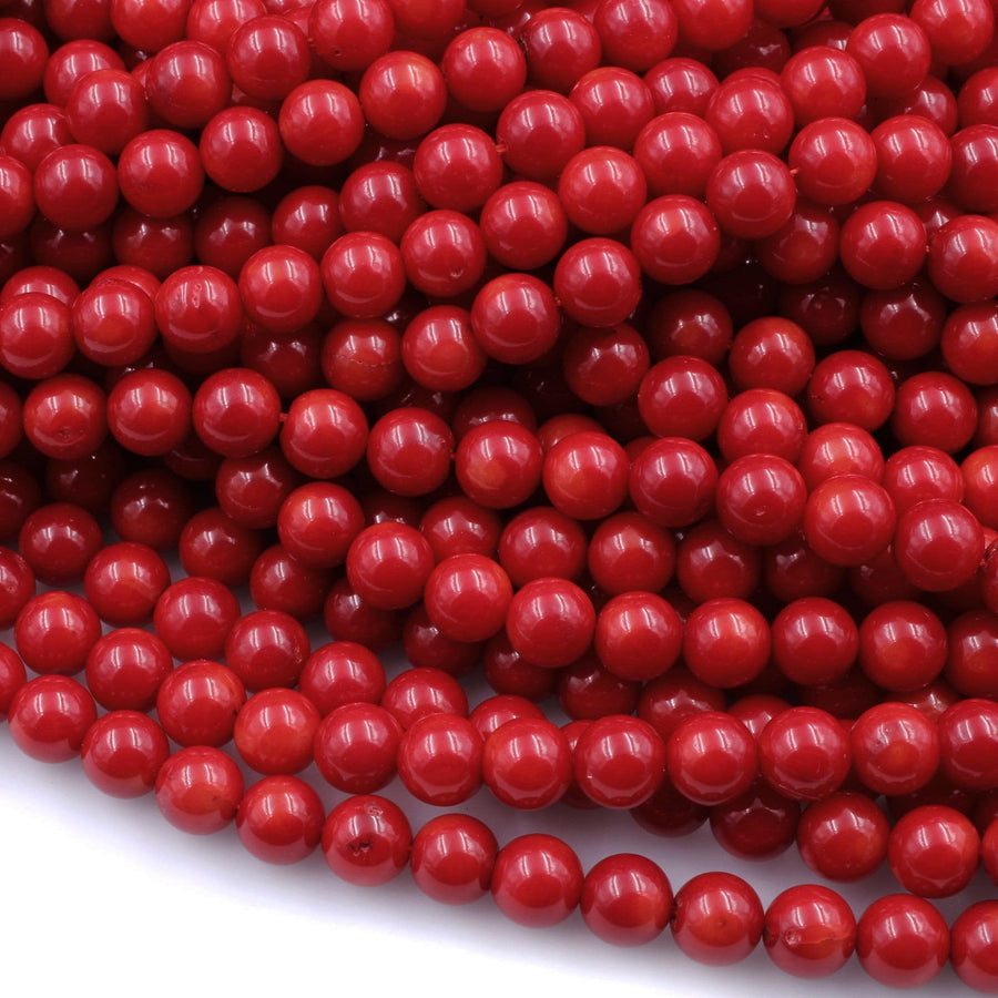 AAA Genuine Red Bamboo Coral Smooth Round Beads 2mm 3mm 4mm 6mm 8mm 10mm 15.5" Strand