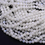 AA Micro Faceted Rainbow Moonstone 3mm 4mm 6mm 8mm Round Beads With Blue Flashes 15.5" Strand
