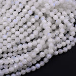 AA Micro Faceted Rainbow Moonstone 3mm 4mm 6mm 8mm Round Beads With Blue Flashes 15.5" Strand