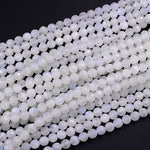 AA Micro Faceted Rainbow Moonstone 3mm 4mm 6mm 8mm Round Beads With Blue Flashes 15.5" Strand