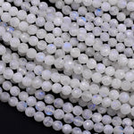 AA Micro Faceted Rainbow Moonstone 3mm 4mm 6mm 8mm Round Beads With Blue Flashes 15.5" Strand