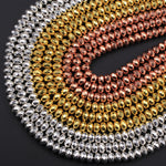 Titanium Hematite Faceted Rondelle Beads Electroplated Bright Silver Rose Gold 3mm 4mm 6mm 15.5" Strand