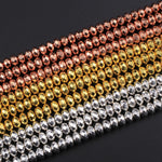 Titanium Hematite Faceted Rondelle Beads Electroplated Bright Silver Rose Gold 3mm 4mm 6mm 15.5" Strand
