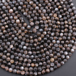 Rare Natural Black Cat's Eye Sunstone 4mm 6mm 8mm 10mm Round Beads 15.5" Strand