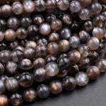 Rare Natural Black Cat's Eye Sunstone 4mm 6mm 8mm 10mm Round Beads 15.5" Strand