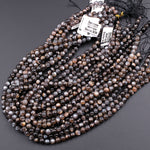 Rare Natural Black Cat's Eye Sunstone 4mm 6mm 8mm 10mm Round Beads 15.5" Strand