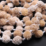 Natural Selenite Desert Rose Beads Raw Organic Freeform Druzy Gemstone 15.5" Strand