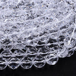 AAA Genuine 100% Natural Rock Quartz Faceted 6mm 8mm 10mm 12mm 14mm 16mm Round Beads Gem Quality Geometric Diamond Star Cut 15.5" Strand