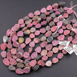 Natural Pink Cobalto Calcite Druzy Beads Hand Cut Freeform Oval Teardrop 15.5" Strand