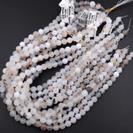 Matte Natural Montana Agate 4mm 6mm 8mm 10mm Round Beads Amazing Dendritic Pattern 15.5" Strand