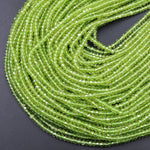 Stunning Natural Green Peridot 2mm 3mm 4mm Faceted Rondelle Beads Micro Laser Diamond Cut Real Genuine Peridot Gemstone 15.5" Strand