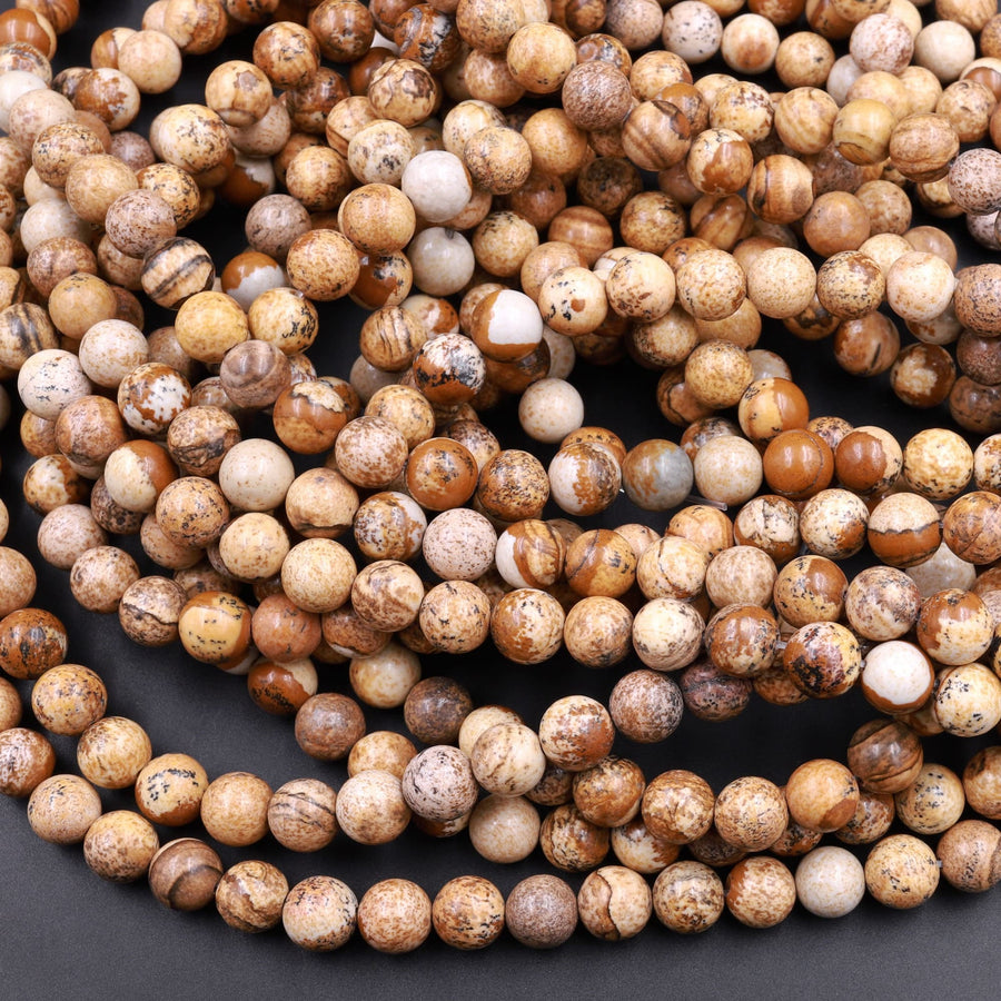 Natural Picture Jasper 3mm 4mm 6mm 8mm 10mm Smooth Round Beads Aka Desert Jasper 15.5" Strand
