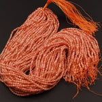 AAA Faceted Natural Sunstone Round Beads 2mm 3mm 4mm 5mm Orange Gold Gemstone 15.5" Strand