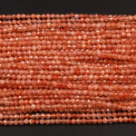 AAA Faceted Natural Sunstone Round Beads 2mm 3mm 4mm 5mm Orange Gold Gemstone 15.5" Strand