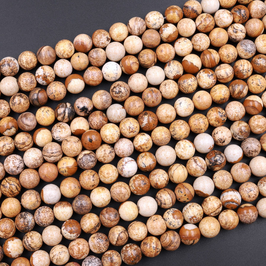 Natural Picture Jasper 3mm 4mm 6mm 8mm 10mm Smooth Round Beads Aka Desert Jasper 15.5" Strand