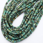 Natural African Turquoise 4mm 6mm 8mm 10mm Rondelle Beads Blue Green Gemstone Smooth Plain Rondelle 16" Strand