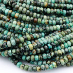 Natural African Turquoise 4mm 6mm 8mm 10mm Rondelle Beads Blue Green Gemstone Smooth Plain Rondelle 16" Strand
