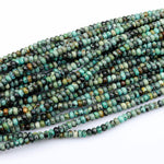 Natural African Turquoise 4mm 6mm 8mm 10mm Rondelle Beads Blue Green Gemstone Smooth Plain Rondelle 16" Strand
