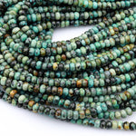 Natural African Turquoise 4mm 6mm 8mm 10mm Rondelle Beads Blue Green Gemstone Smooth Plain Rondelle 16" Strand