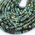 Natural African Turquoise 4mm 6mm 8mm 10mm Rondelle Beads Blue Green Gemstone Smooth Plain Rondelle 16" Strand