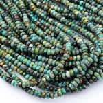 Natural African Turquoise 4mm 6mm 8mm 10mm Rondelle Beads Blue Green Gemstone Smooth Plain Rondelle 16" Strand