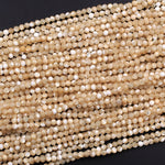 Faceted Natural Brown Mother of Pearl Round Beads 2mm 3mm 4mm Laser Diamond Cut Iridescent Pearl Gemstone 15.5" Strand