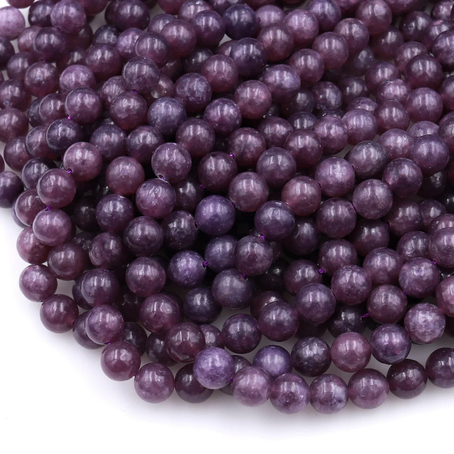 Lepidolite 4mm 6mm 8mm 10mm Round Beads Natural Plum Purple Gemstone 15.5" Strand