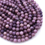 Natural Violet Purple Lepidolite 4mm 6mm 8mm 10mm Round Beads 15.5" Strand