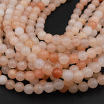 Natural Peach Aventurine Smooth Round Beads 4mm 6mm 8mm 10mm Icy Soft Pastel Pink Peach Gemstone AAA Grade 15.5" Strand