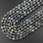 Natural Labradorite 6mm 8mm 10mm Beads Faceted Energy Prism Double Terminated Points 15.5" Strand