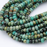 Natural African Turquoise 4mm 6mm 8mm 10mm Rondelle Beads Blue Green Gemstone Smooth Plain Rondelle 16" Strand