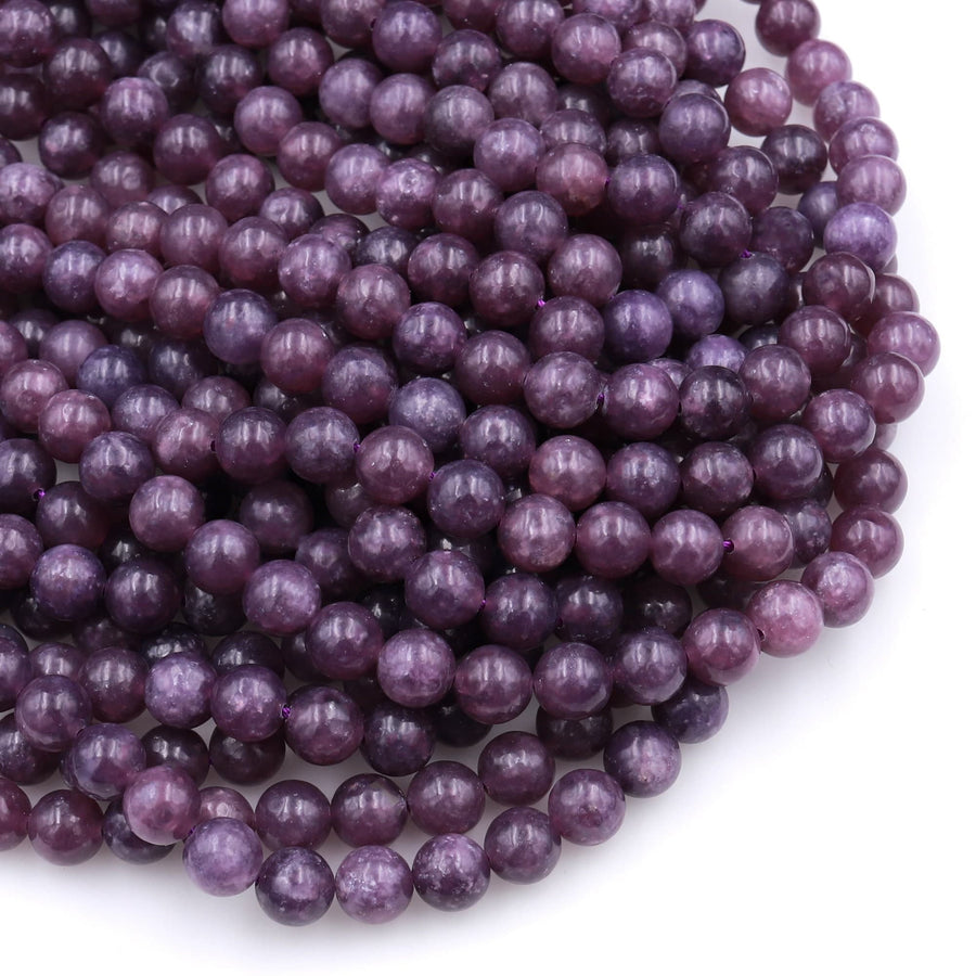 Lepidolite 4mm 6mm 8mm 10mm Round Beads Natural Plum Purple Gemstone 15.5" Strand