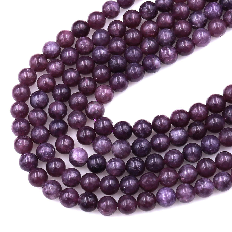 Lepidolite 4mm 6mm 8mm 10mm Round Beads Natural Plum Purple Gemstone 15.5" Strand