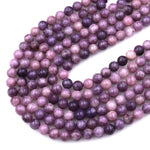 Natural Violet Purple Lepidolite 4mm 6mm 8mm 10mm Round Beads 15.5" Strand