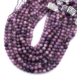 Natural Violet Purple Lepidolite 4mm 6mm 8mm 10mm Round Beads 15.5" Strand