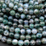AAA Natural Green Moss Agate Round Beads 4mm 6mm 8mm 10mm 12mm Round Beads 15.5" Strand
