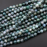 AAA Natural Green Moss Agate Round Beads 4mm 6mm 8mm 10mm 12mm Round Beads 15.5" Strand