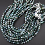 AAA Natural Green Moss Agate Round Beads 4mm 6mm 8mm 10mm 12mm Round Beads 15.5" Strand