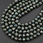 10pcs Hand Made Natural Abalone Shell Mosaic Round Loose Beads 8mm 10mm 12mm 14mm 16mm