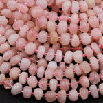 Natural Morganite Aka Pink Aquamarine Beads Freeform Center Drilled Rondelle Disc Organic Cut Nuggets 15.5" Strand